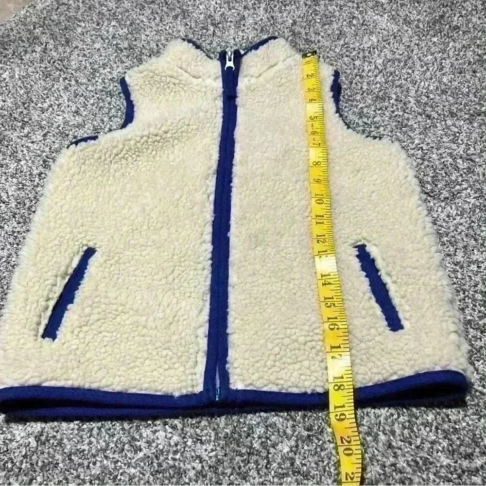 Duluth Trading Childs Sherpa Vest Unisex Sz 6 Off White/cream And Blue